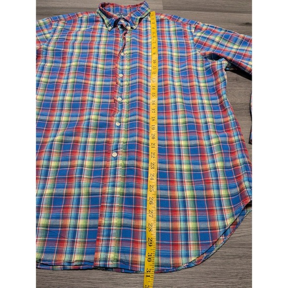 Ralph Lauren Men's Multicolor Plaid Linen Cotton Blend Long Sleeve Shirt Size XL - Picture 6 of 9